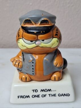Enesco Garfield Cat ceramic Figure Mother To Mom Biker 1981 Figurine